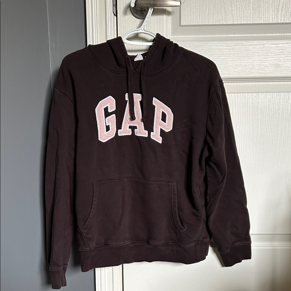 GAP Dark Hoodie with Pink Lettering